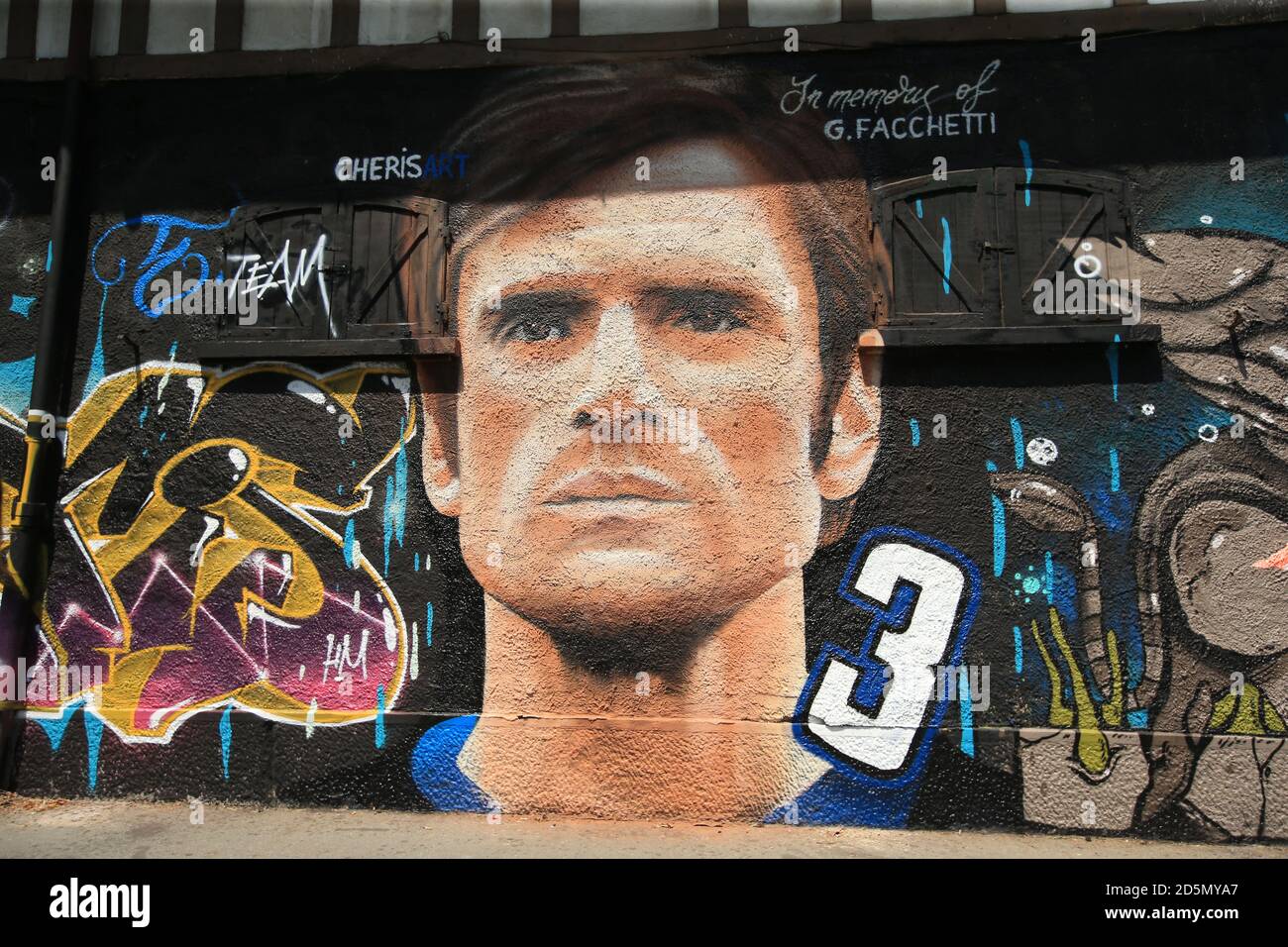 Un murale per Giacinto Facchetti a Milano Foto Stock