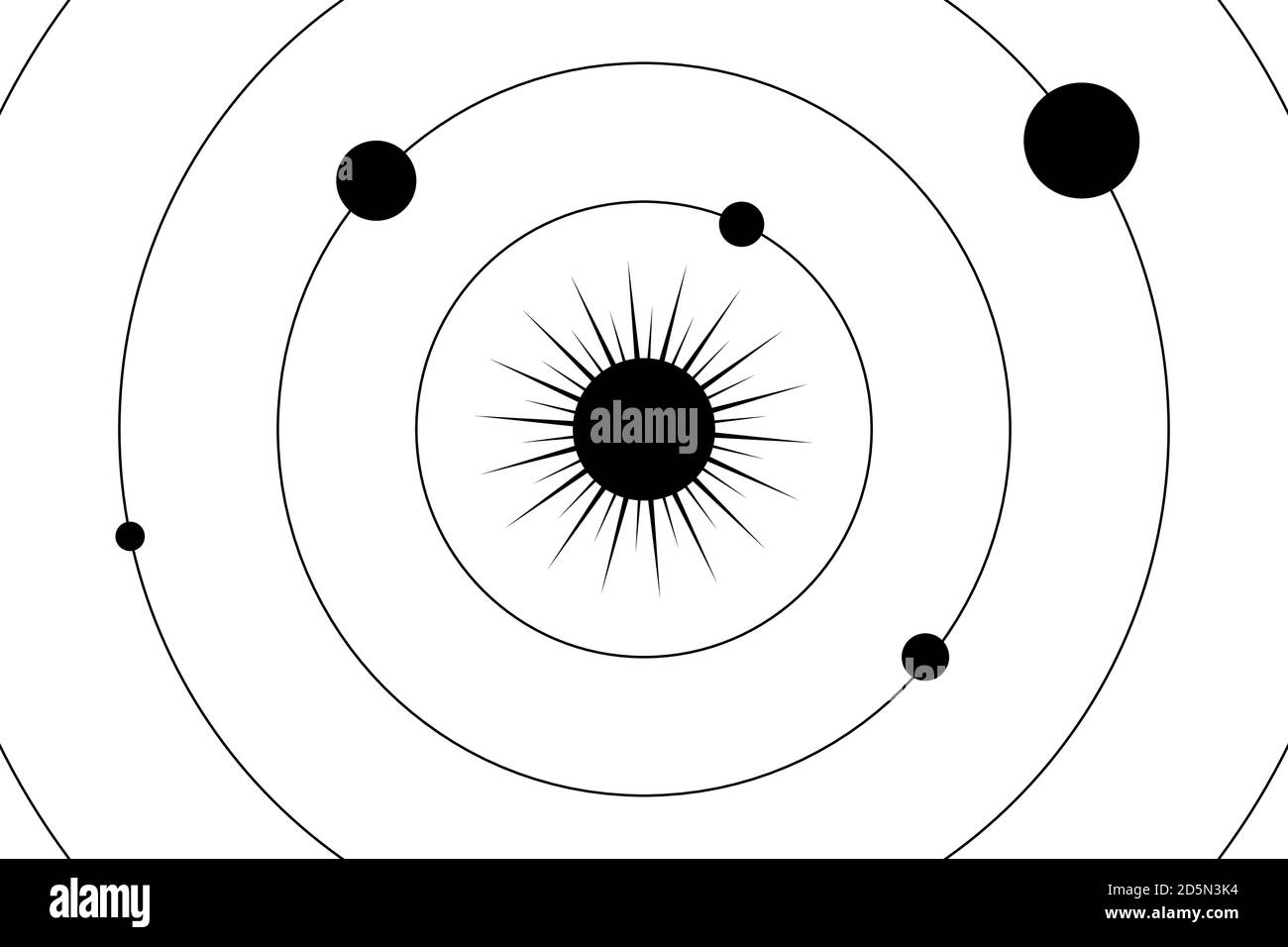 Illustrazione astratta con sistema solare su sfondo bianco per il disegno della carta da parati. Sfondo universo stella. Terra del pianeta. Illustrazione vettoriale. Illustrazione Vettoriale