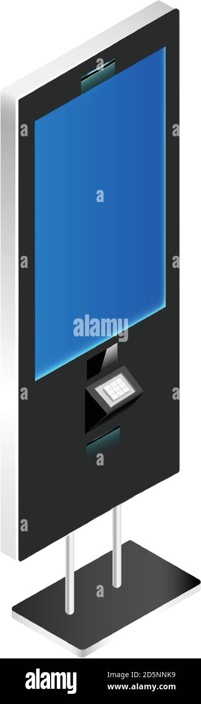 Chiosco di distributori automatici con schermo vuoto immagine vettoriale realistica Illustrazione Vettoriale