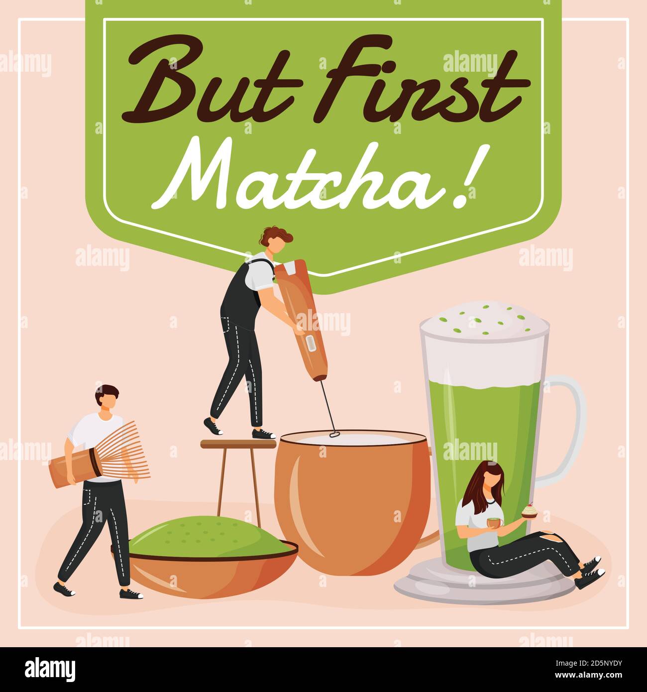 Ma prima matcha social media post mockup Illustrazione Vettoriale