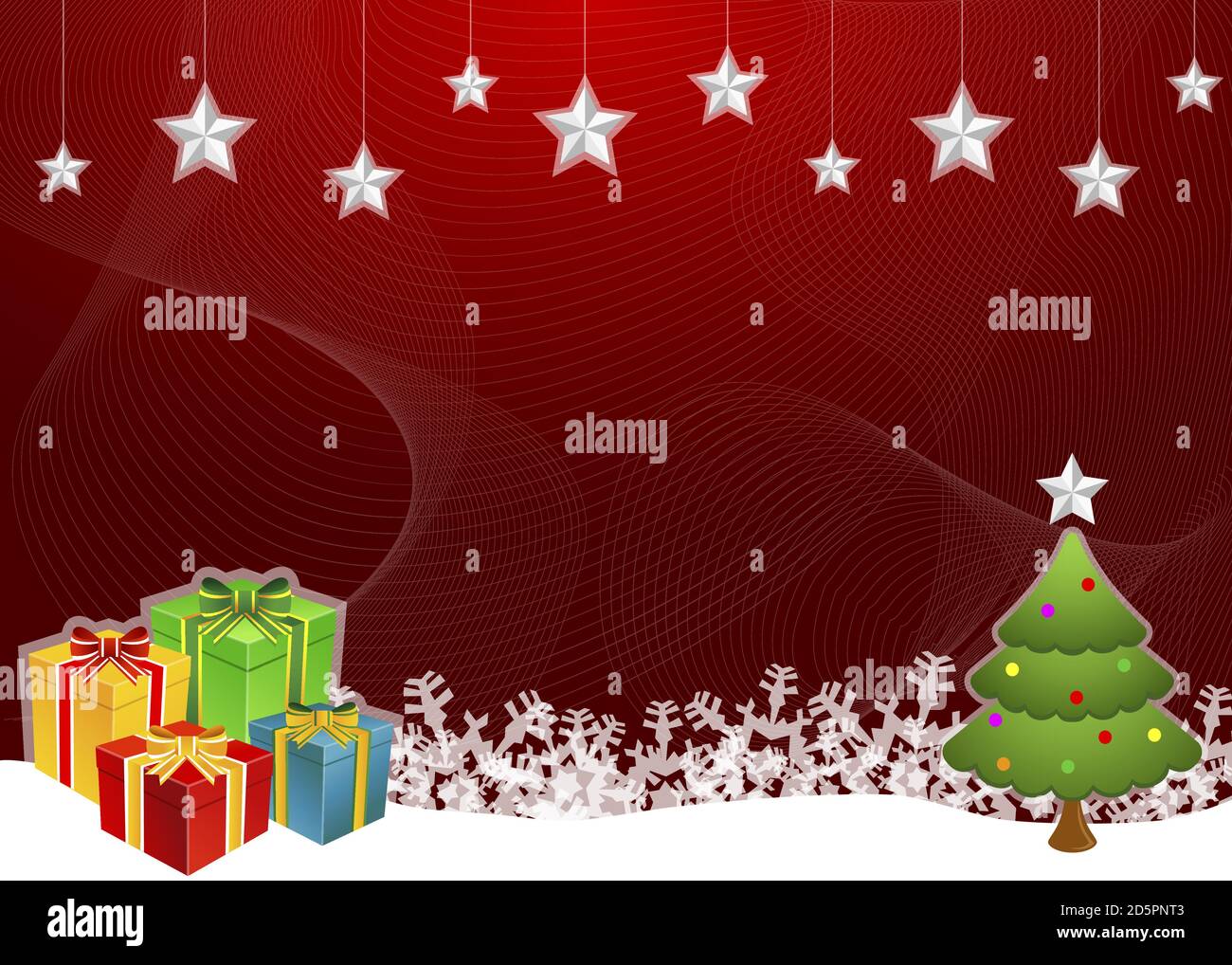 Illustrazione del tema rosso di Natale in stile cartone animato Illustrazione Vettoriale
