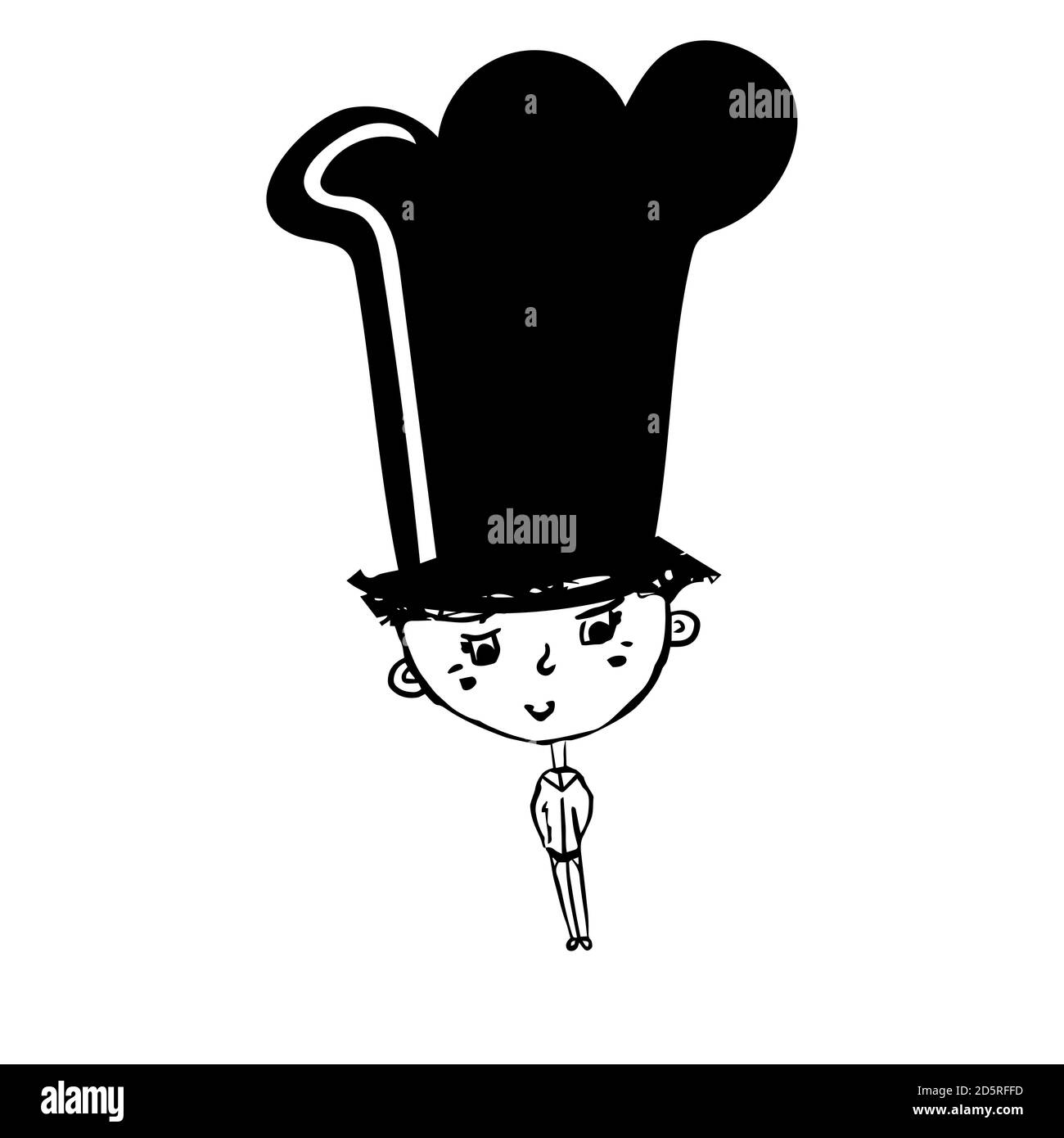 Carattere isolato di cuoco cartoon in bianco e nero colori Illustrazione Vettoriale