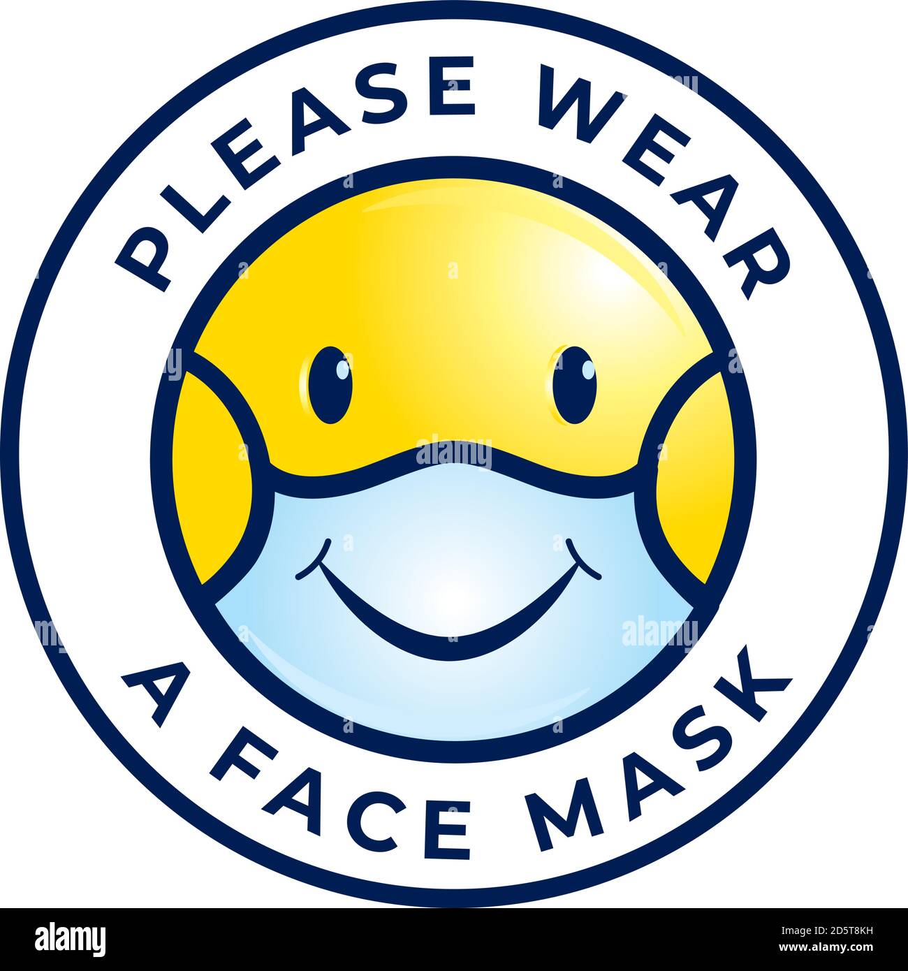 Indossare una maschera chirurgica, medica o antipolvere. Indossare una maschera chirurgica, medica o antipolvere. Vettore. Maschera emoji viso. Emoticon maschera facciale Illustrazione Vettoriale