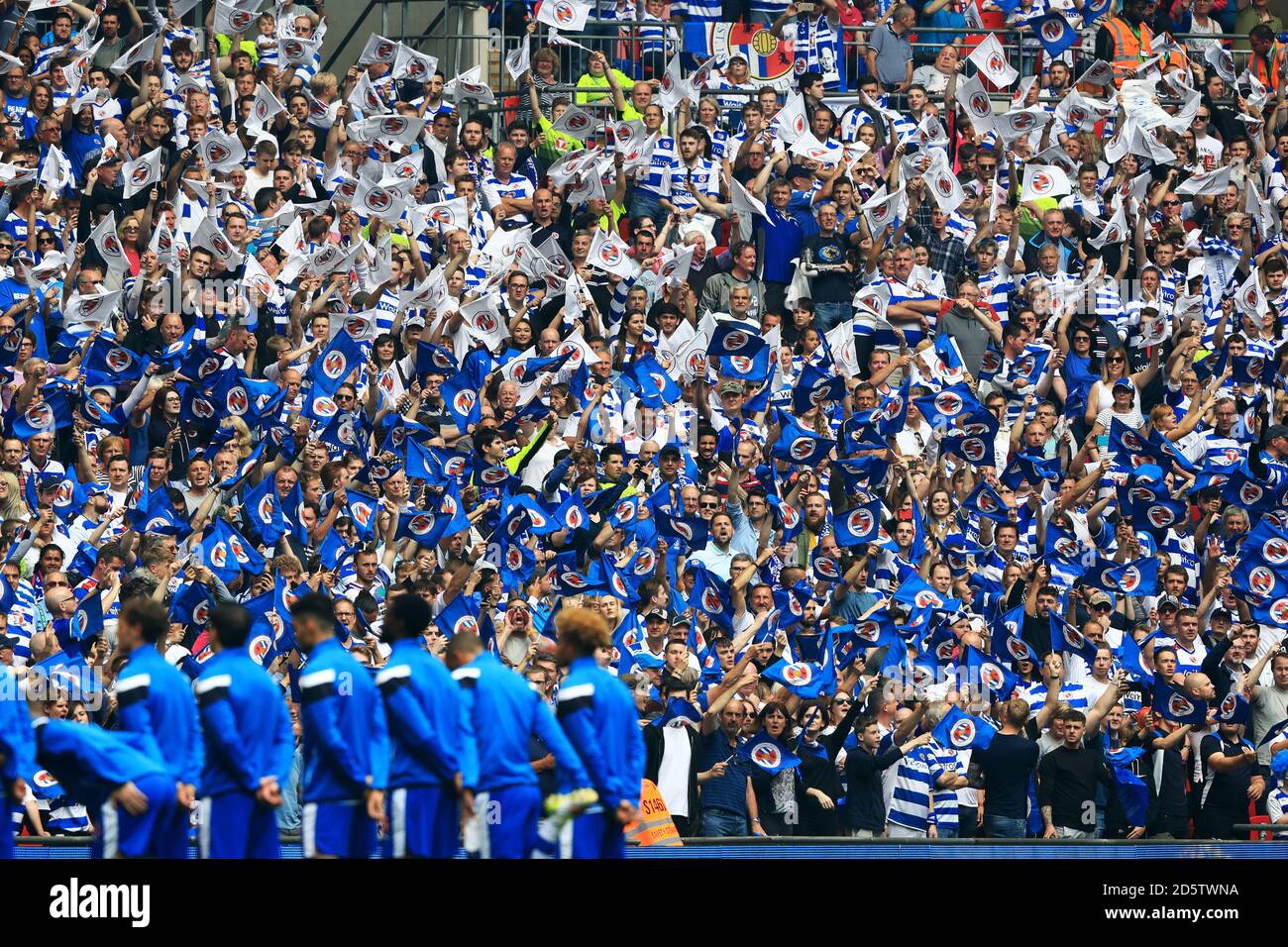 I fan di Reading mostrano il loro sostegno negli stand prima della finale di Play-Off del Campionato Sky Bet al Wembley Stadium, Londra, 29 maggio 2017 Foto Stock