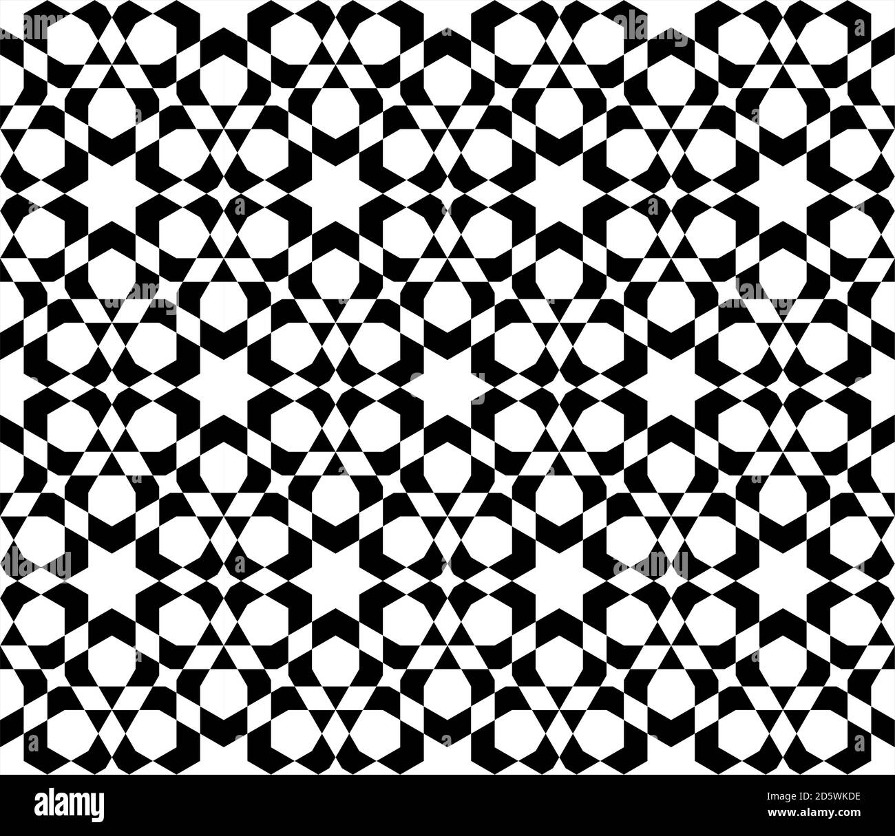 Decorazioni geometriche senza cuciture basate su arte islamica tradizionale.Thick Black Lines.Great disegno per tessuto,tessuto,copertina,carta da imballaggio,sfondo,laser c Illustrazione Vettoriale
