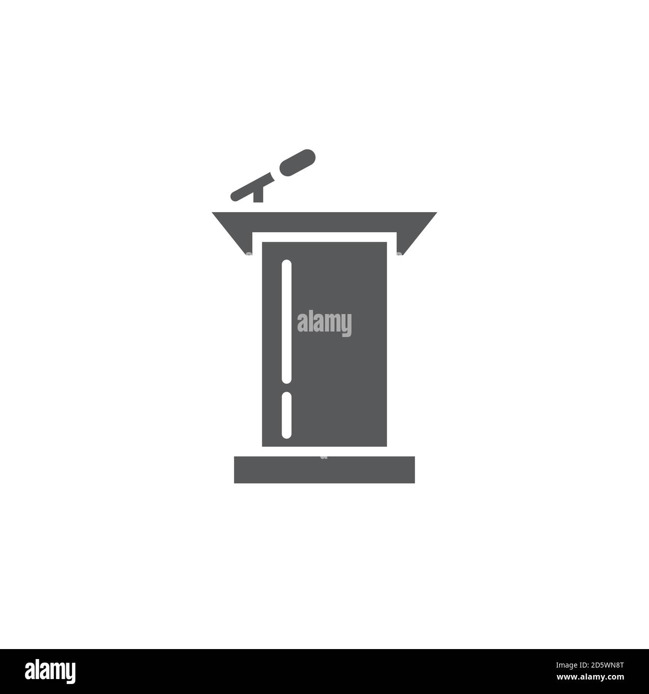 Podio con icona vettoriale microfono isolato su sfondo bianco Illustrazione Vettoriale