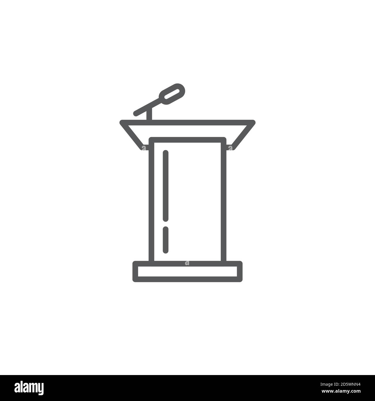 Podio con icona vettoriale microfono isolato su sfondo bianco Illustrazione Vettoriale