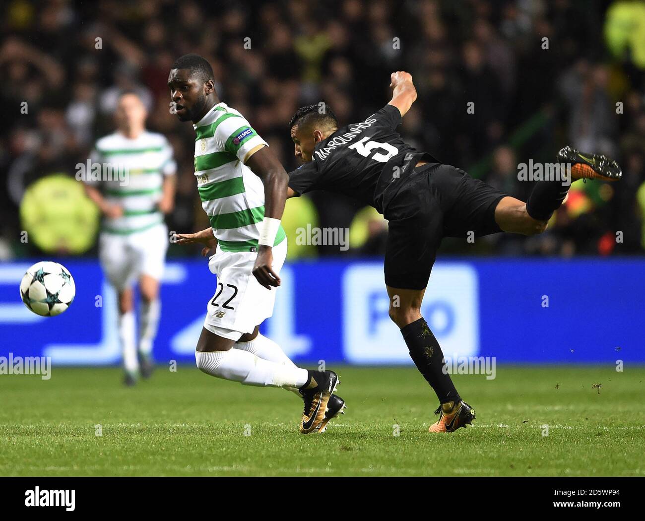 Odsonne Edouard di Celtic e Marquinhos di Parigi Saint-Germain Foto Stock