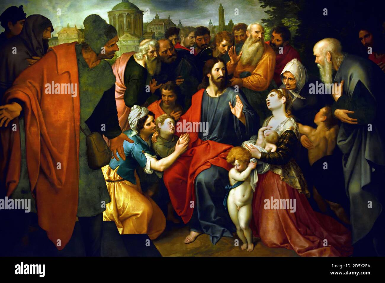 Cristo benedice i figli 1600 Ambrosius Francken il Vecchio 1544-1618 Belga, Belgio, Fiammingo, Paesi Bassi, Olandese, Foto Stock