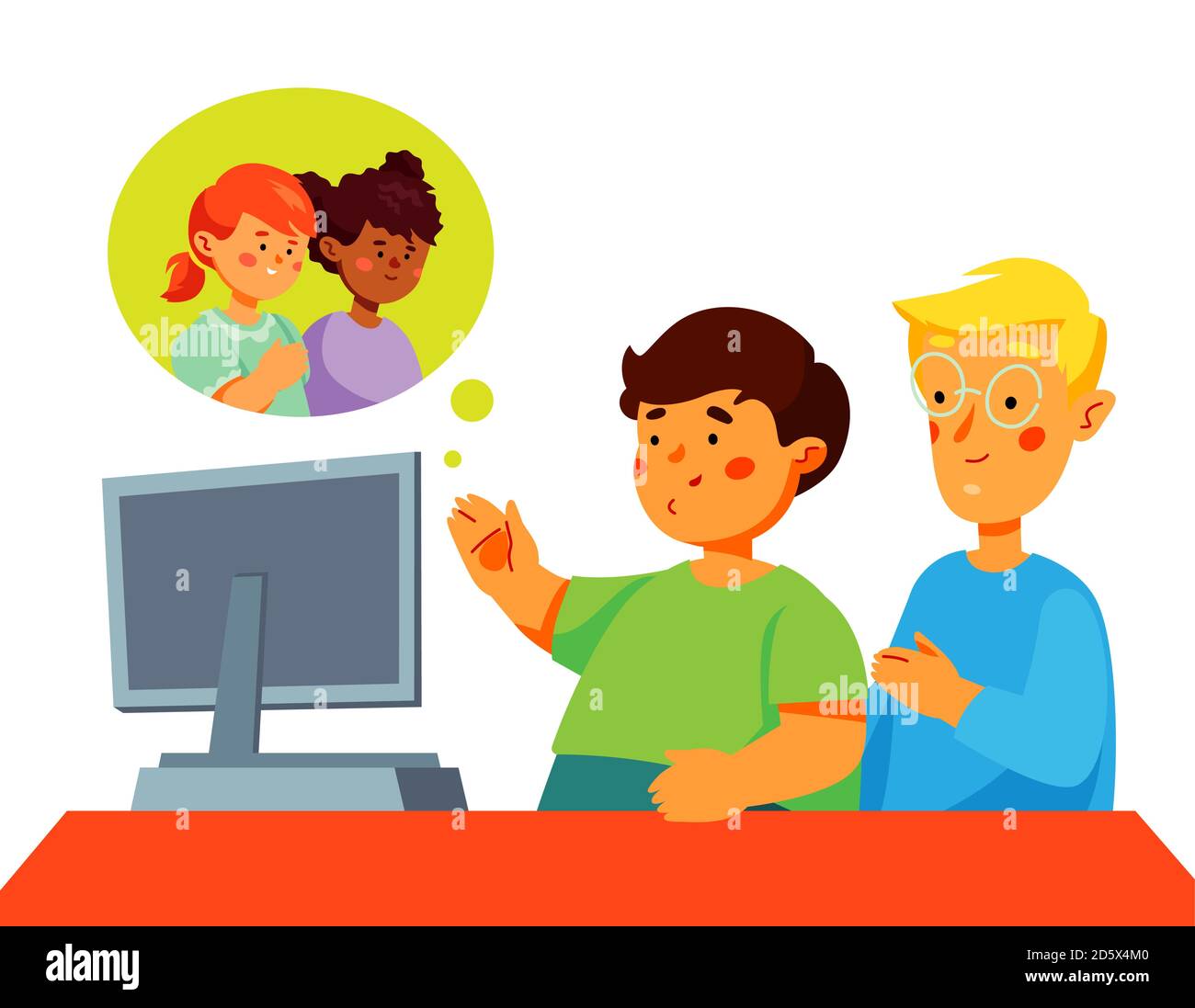 Videochiamata: Illustrazione dal design piatto colorato Illustrazione Vettoriale