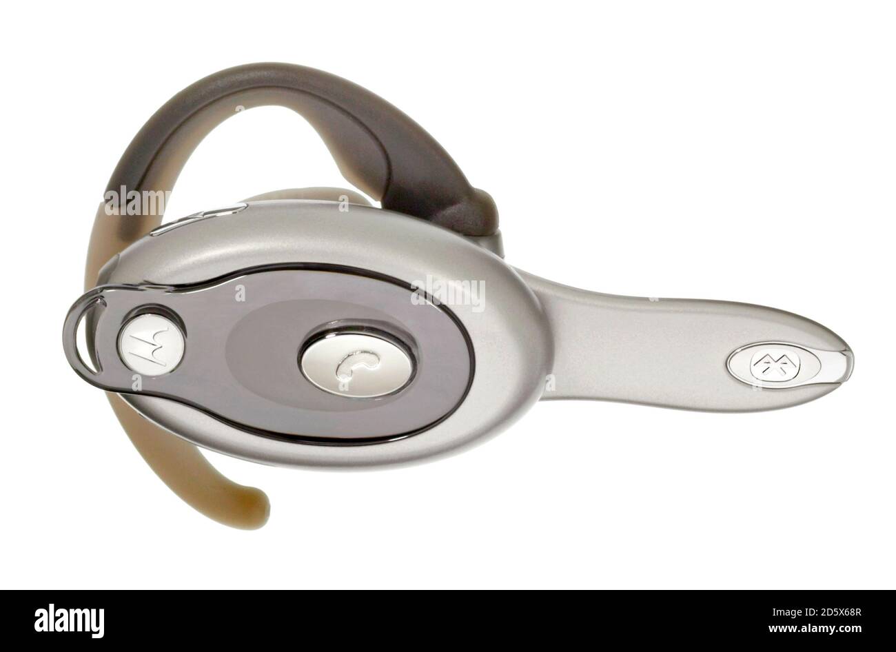 Auricolare Bluetooth Motorola grigio fotografato su sfondo bianco Foto  stock - Alamy