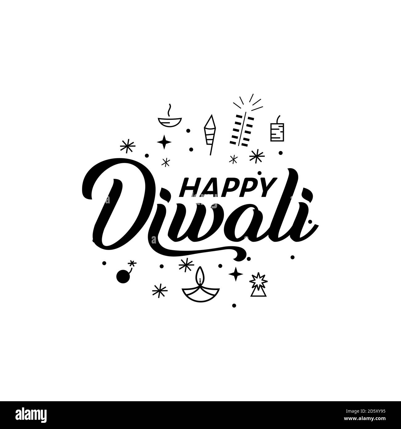 Illustrazione di Diwali per la celebrazione del festival della comunità indù vettore tipografico Illustrazione Vettoriale