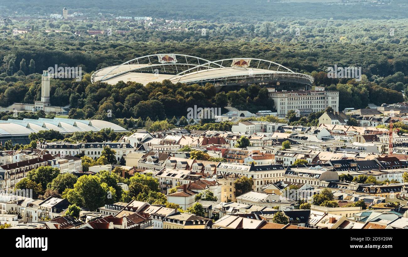 Germania, Lipsia, vista sulla Red Bull Arena Foto Stock