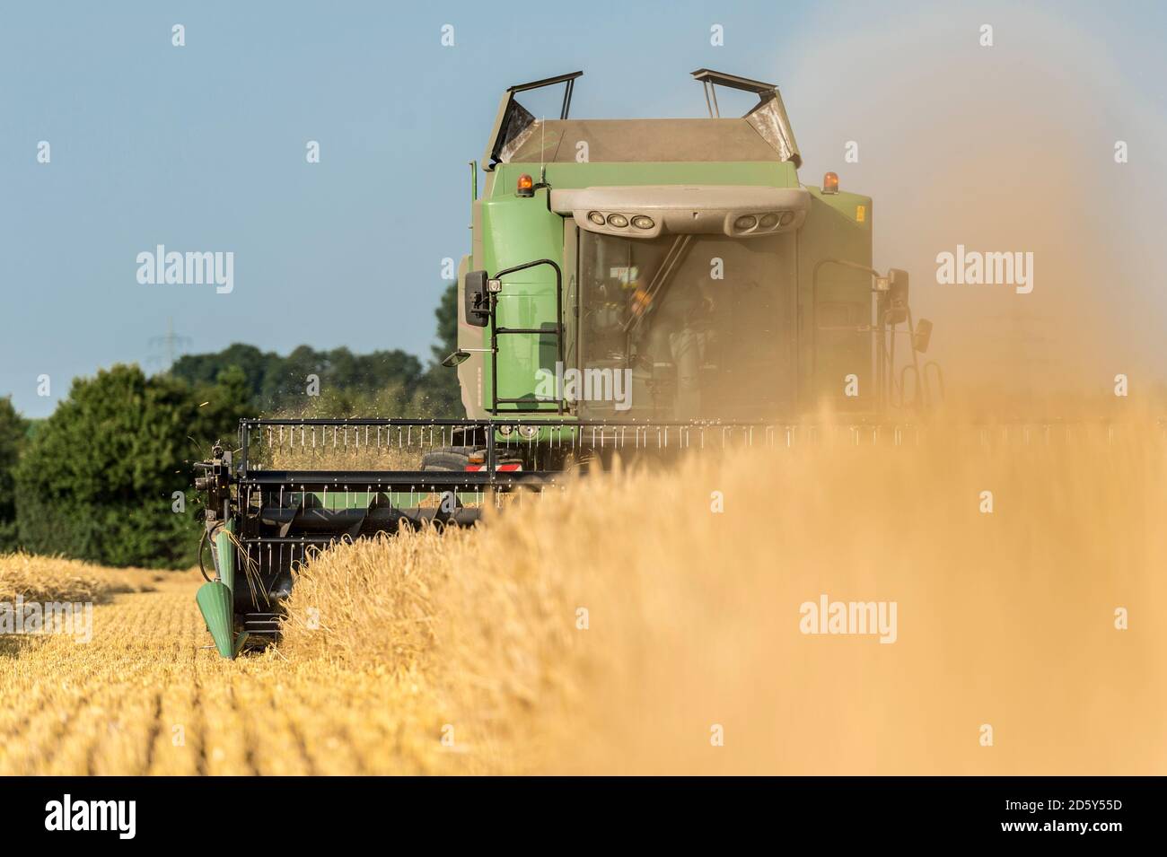 Germania, Grevenbroich, mietitrebbia su campo Foto Stock