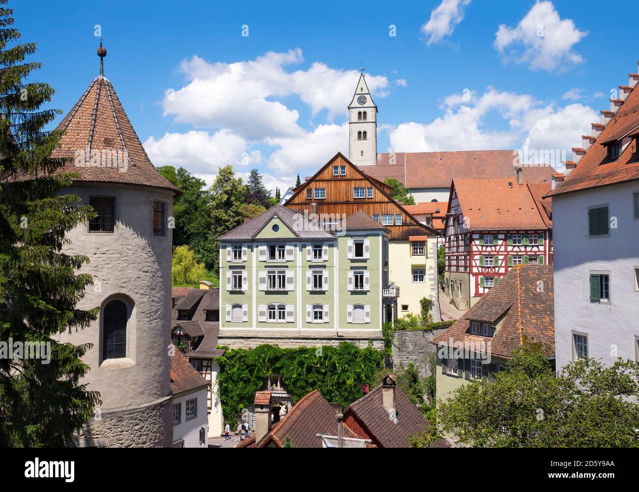 Germania, Oberstadt, il castello di Meersburg e la chiesa parrocchiale Foto Stock
