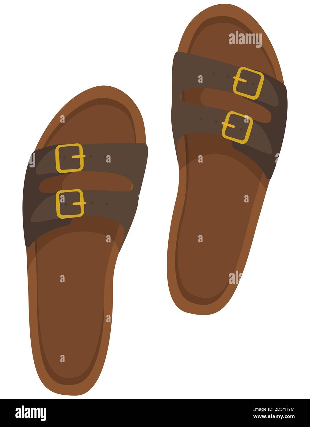 Sandali marroni da uomo. Calzature estive in stile cartoon. Illustrazione Vettoriale