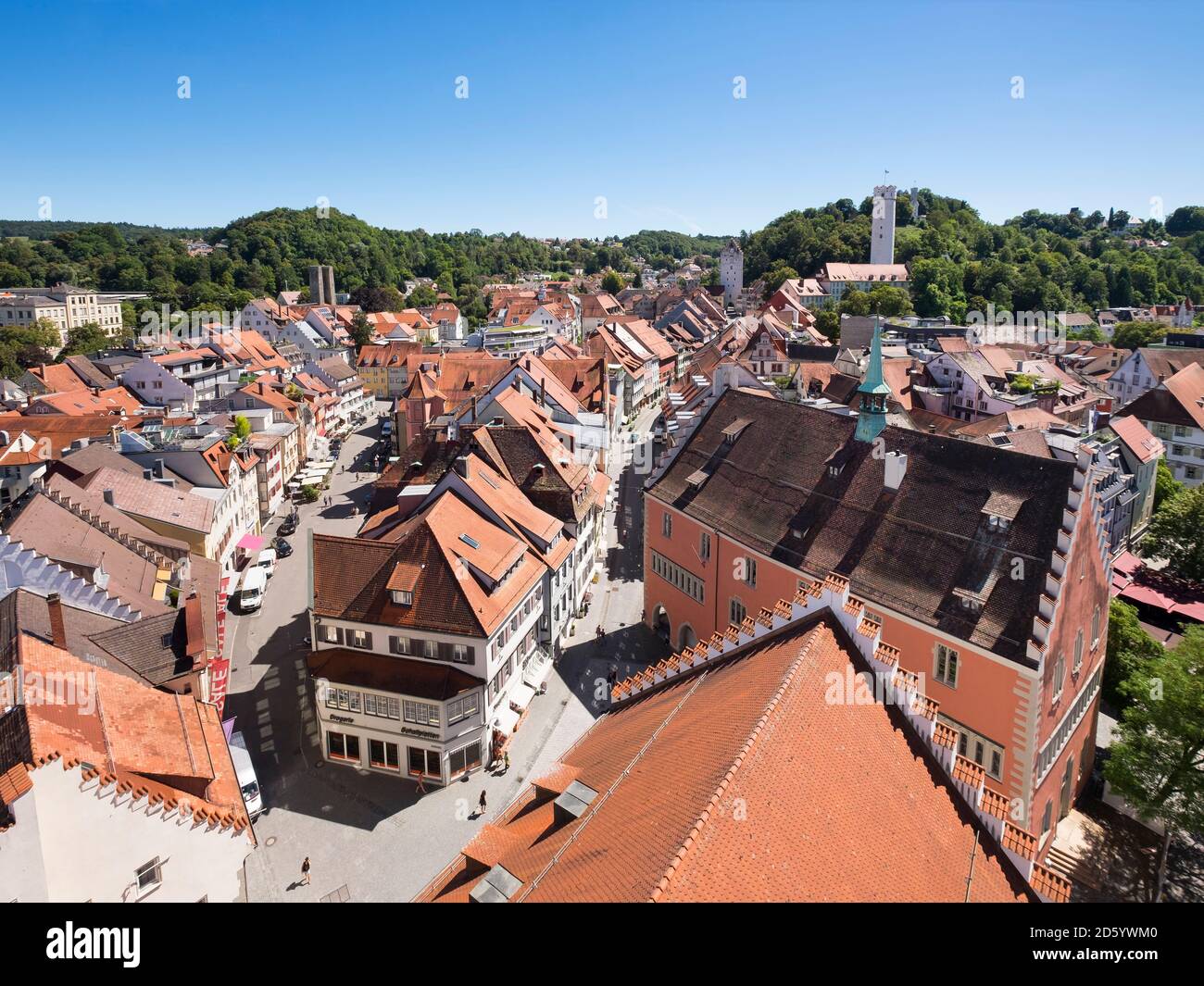 Germania, Baden-Wuerttemberg, Ravensburg, paesaggio urbano visto da Blaserturm Foto Stock