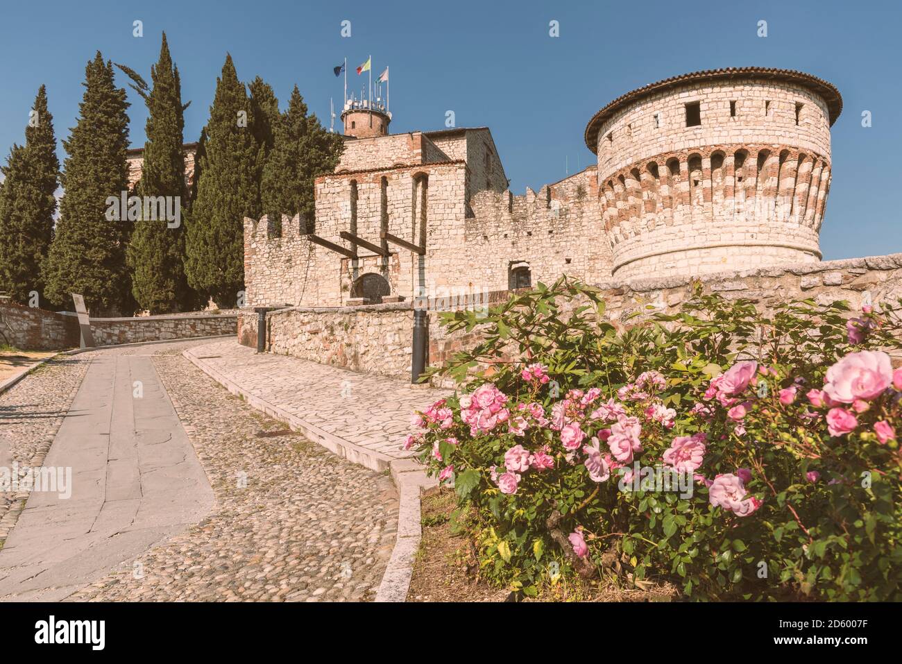 Italia, Brescia, vista sul castello Foto Stock