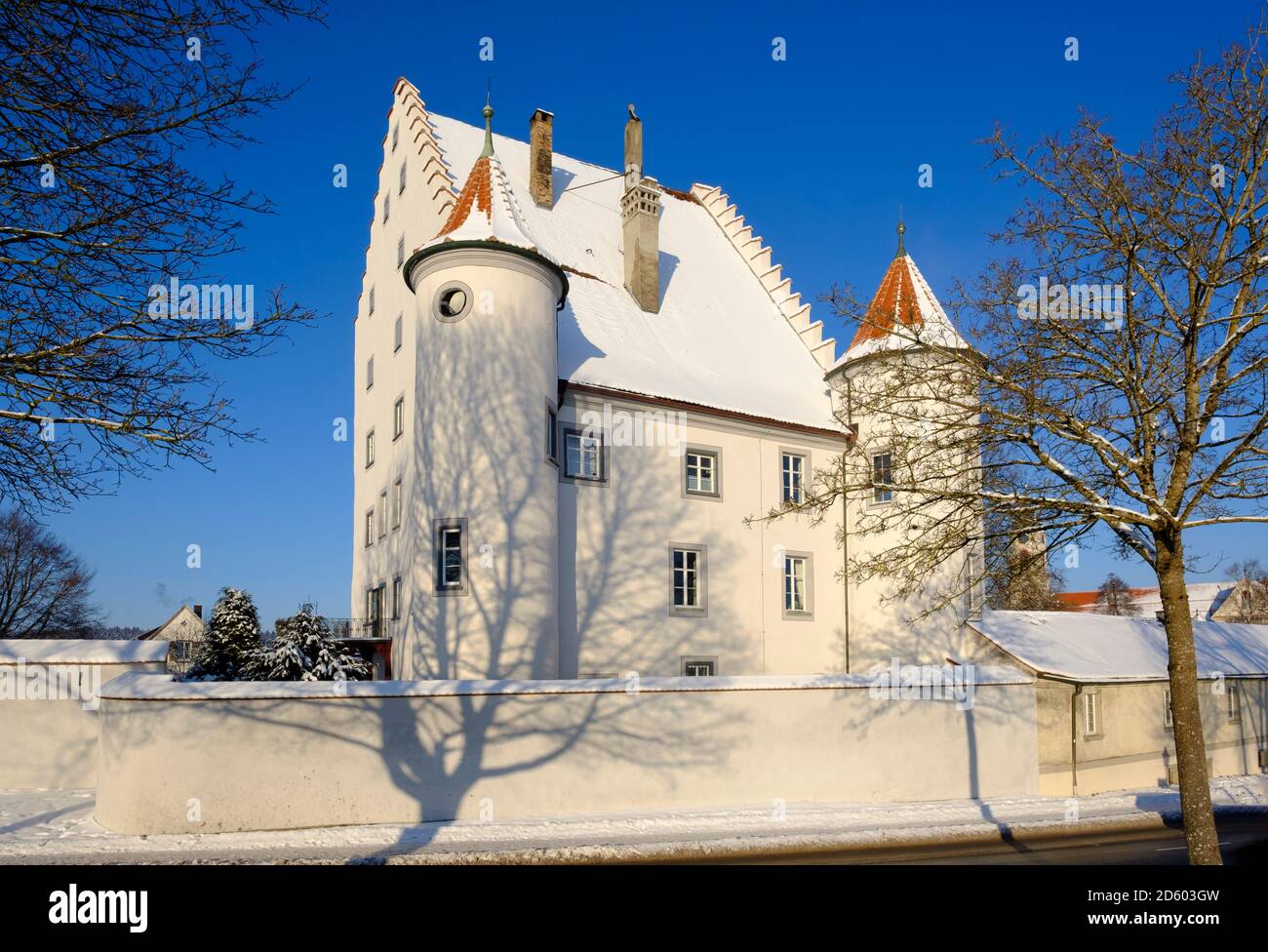 Germania, Kisslegg, Altes Schloss in inverno Foto Stock