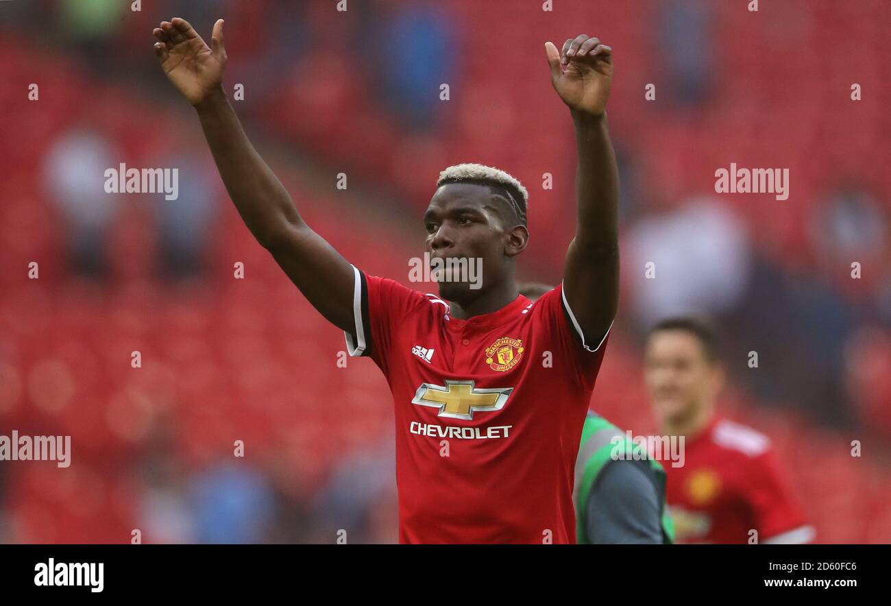 Paul Pomba di Manchester United festeggia dopo il fischio finale Foto Stock