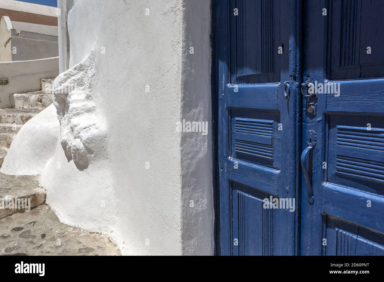 Santorini blu porte dettaglio Grecia Isole Foto Stock
