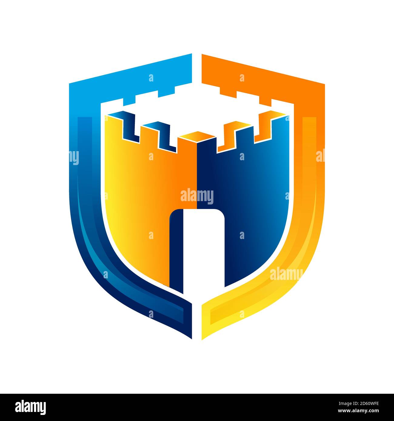 Simbolo astratto simbolo blu orang stemma scudo logo della protezione di sicurezza azienda Illustrazione Vettoriale