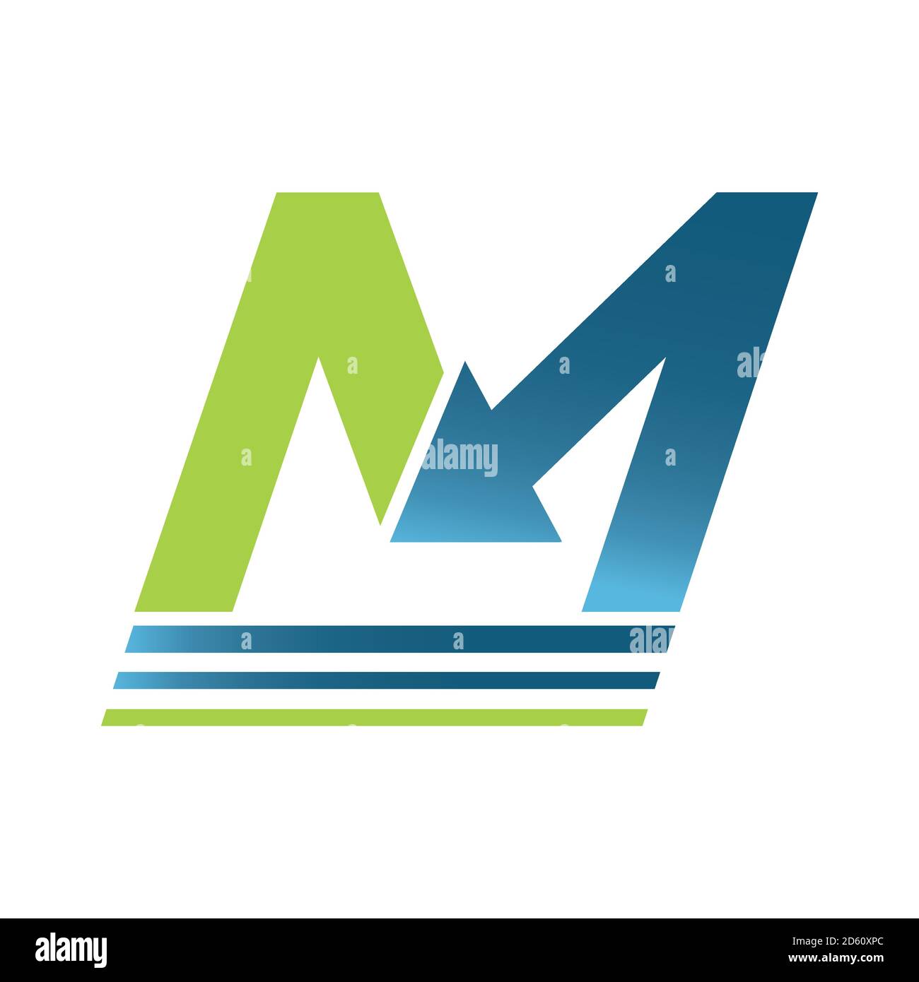 Nuova illustrazione del modello vettoriale per la progettazione iniziale del logo Letter M. con tema moderno Illustrazione Vettoriale