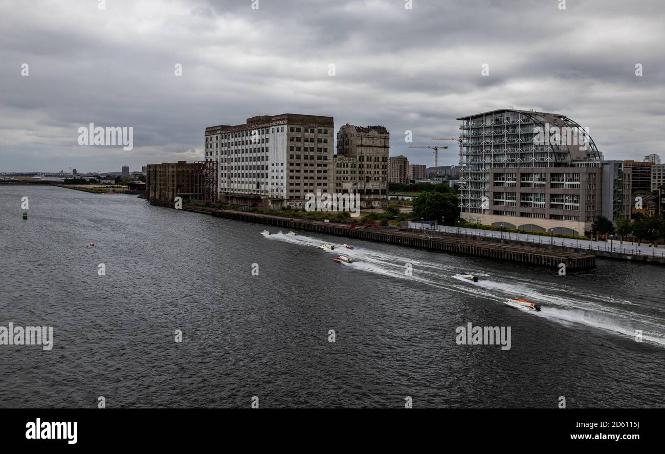 Vista generale durante il Campionato del mondo UIM F1H2O 2018 Grand Premio di Londra intorno al Royal Victoria Dock Foto Stock