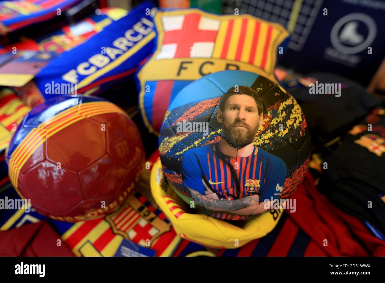 Lionel messi in un FC Barcelona football Foto Stock