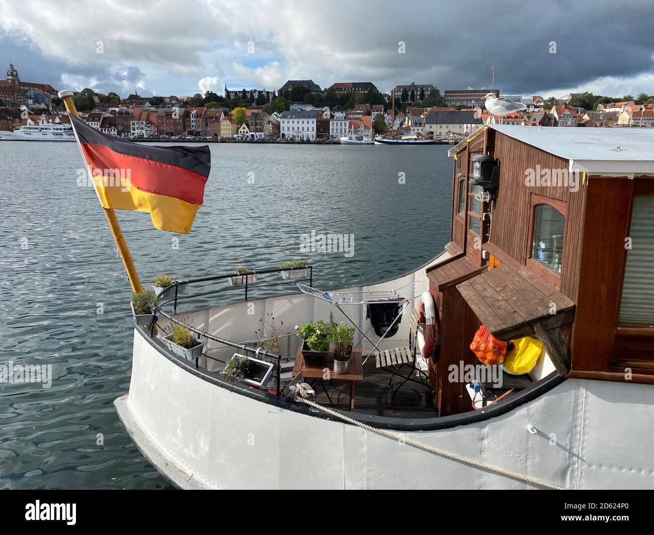 Casa galleggiante, navi residenziali, Flensburg Foto Stock