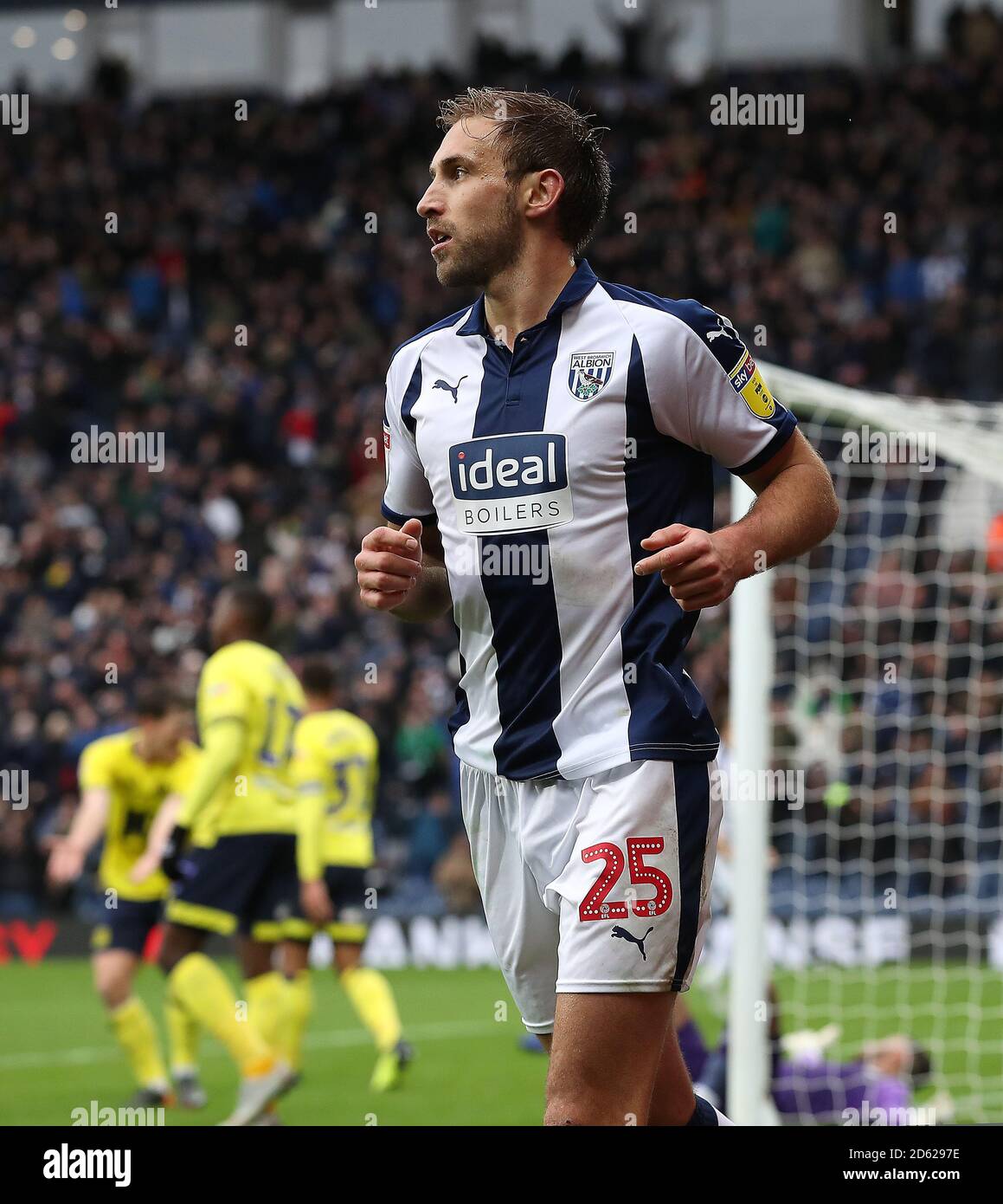 Il Craig Dawson di West Bromwich Albion celebra il primo riconoscimento delle sue squadre Obiettivo contro Blackburn Rovers Foto Stock