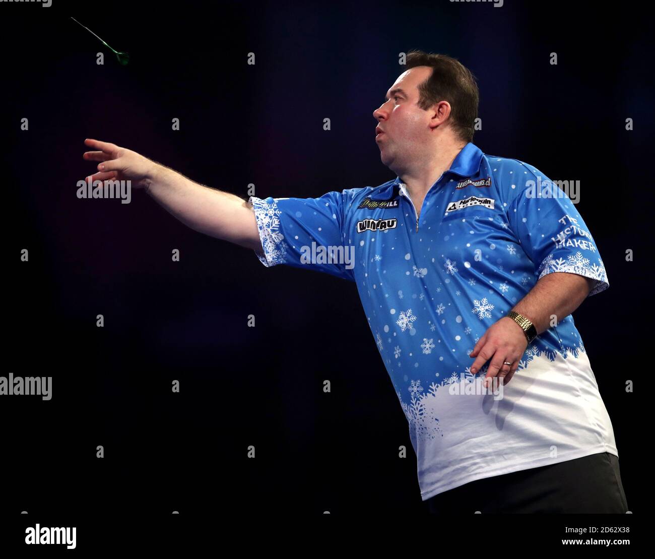 Brendan Dolan durante il settimo giorno del William Hill World Darts Championships ad Alexandra Palace, Londra Foto Stock