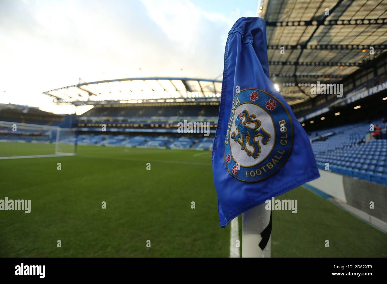 Una vista generale del Ponte di Stamford davanti al Chelsea v Leicester City Premier League Foto Stock