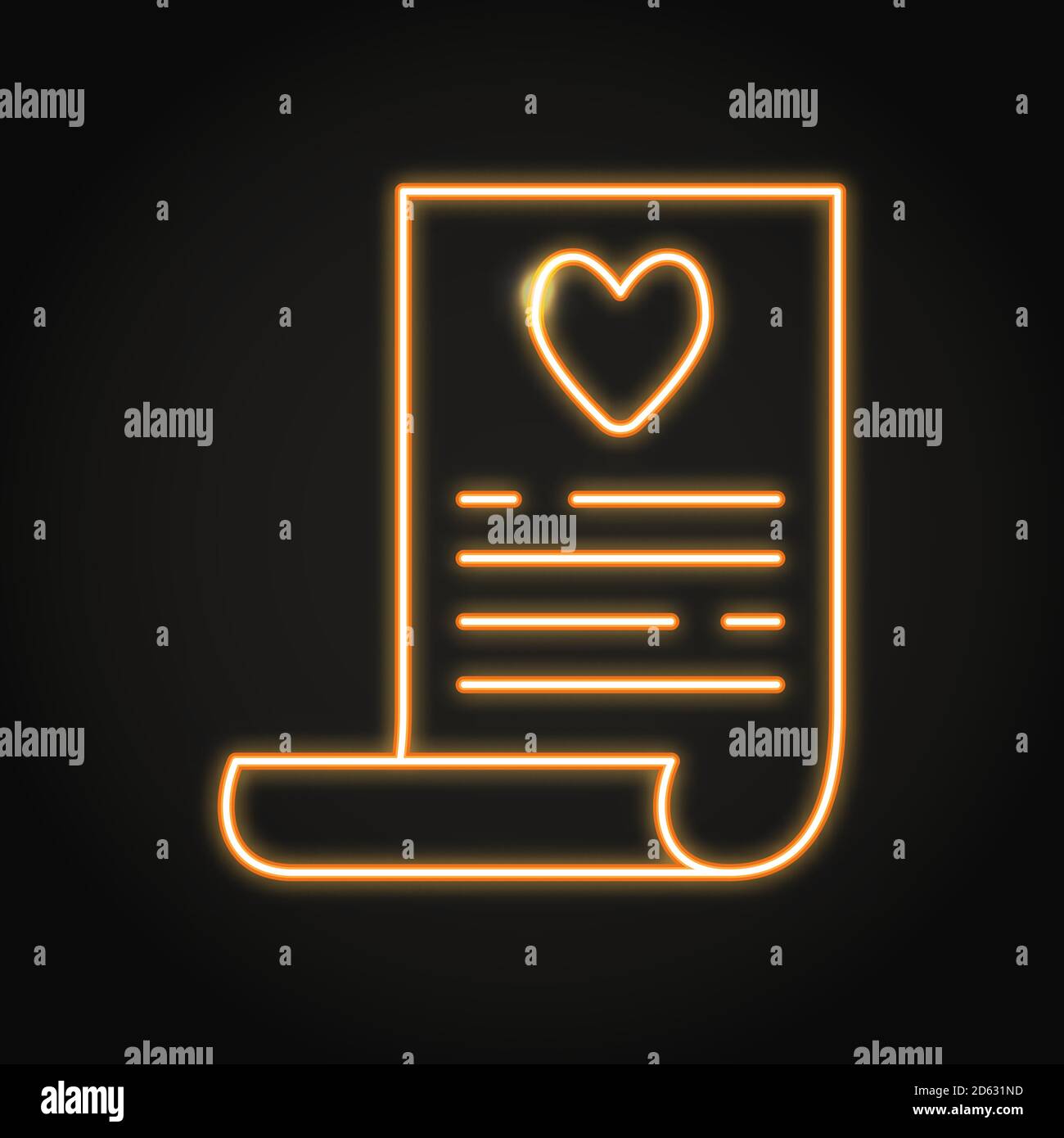 Icona della lista dei desideri in stile neon line Illustrazione Vettoriale