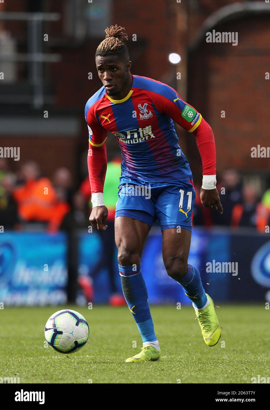 Wilfried Zaha di Crystal Palace in azione Foto Stock