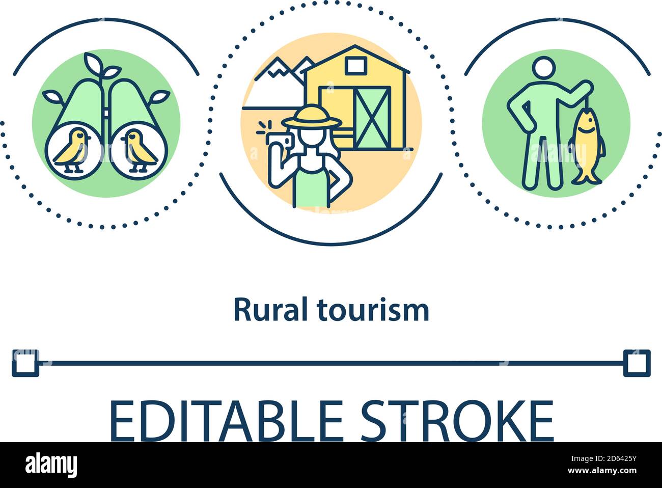 Icona del concetto di turismo rurale Illustrazione Vettoriale