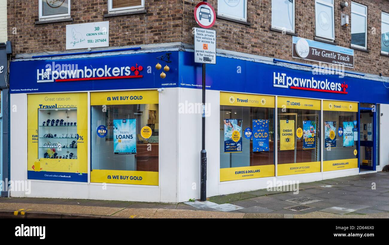 H&T Pawnbrokers - H & T Pawnbrokers negozio a Ipswich, parte di H&T Group plc. Foto Stock