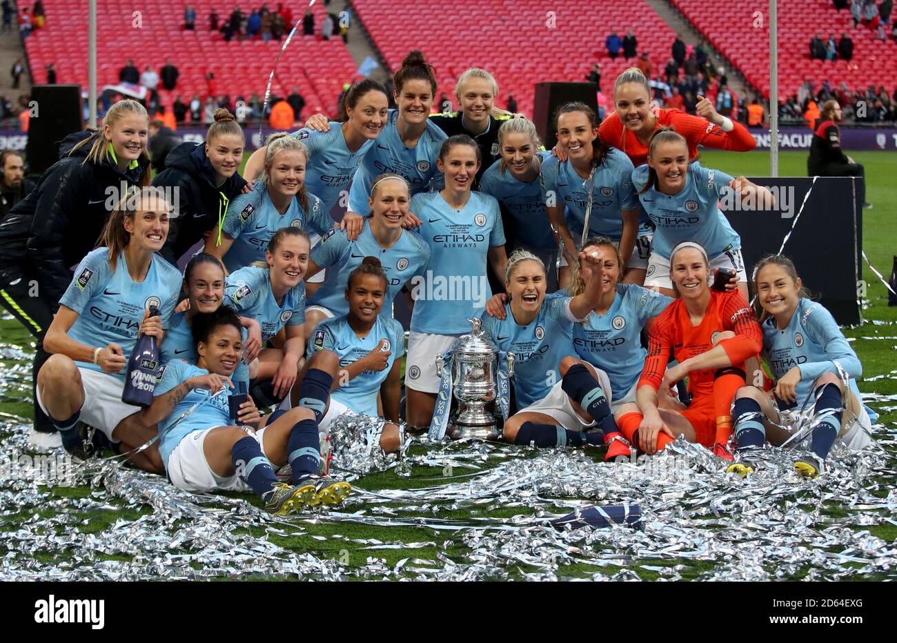 Manchester City Women's Celebrate vincendo la finale della fa Cup Women's Foto Stock