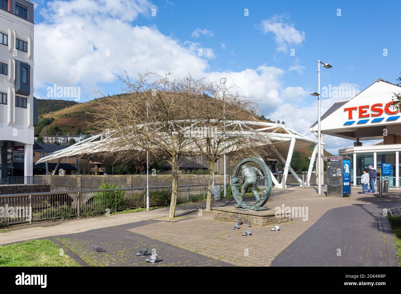 Riverside Walk by River Afan, Port Talbot, Neath & Port Talbot County Borough, Galles (Cymru), Regno Unito Foto Stock