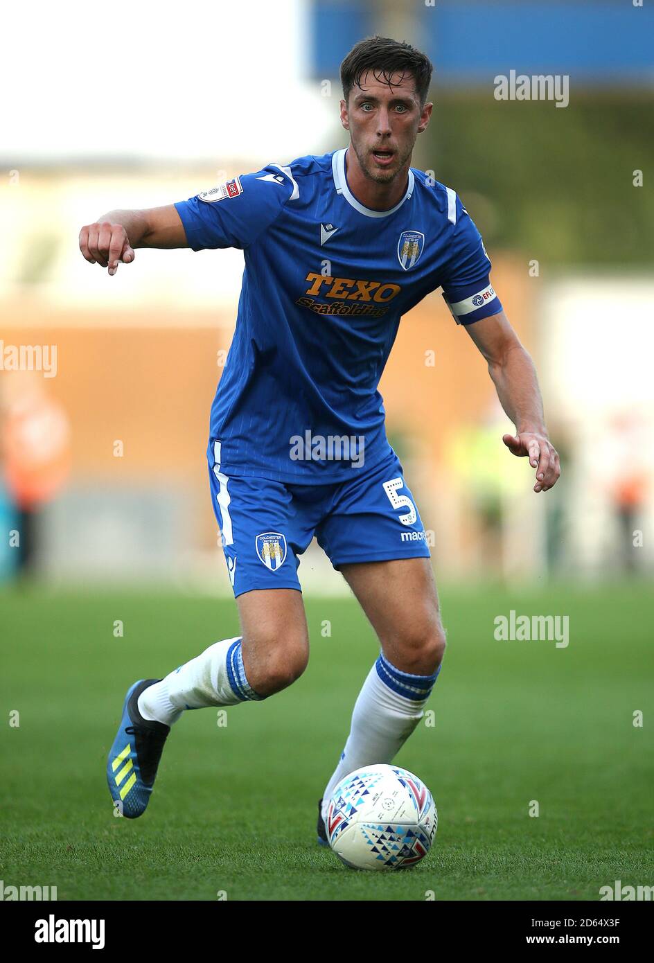 Luke Prosser di Colchester United durante la partita di qualificazione della Europa League a Belle Vue, Rhyl. PREMERE ASSOCIAZIONE foto. Data immagine: Giovedì 25 luglio 2019. Vedi la storia PA CALCIO Connahs. Photo credit dovrebbe leggere: Peter Byrne/PA filo Foto Stock