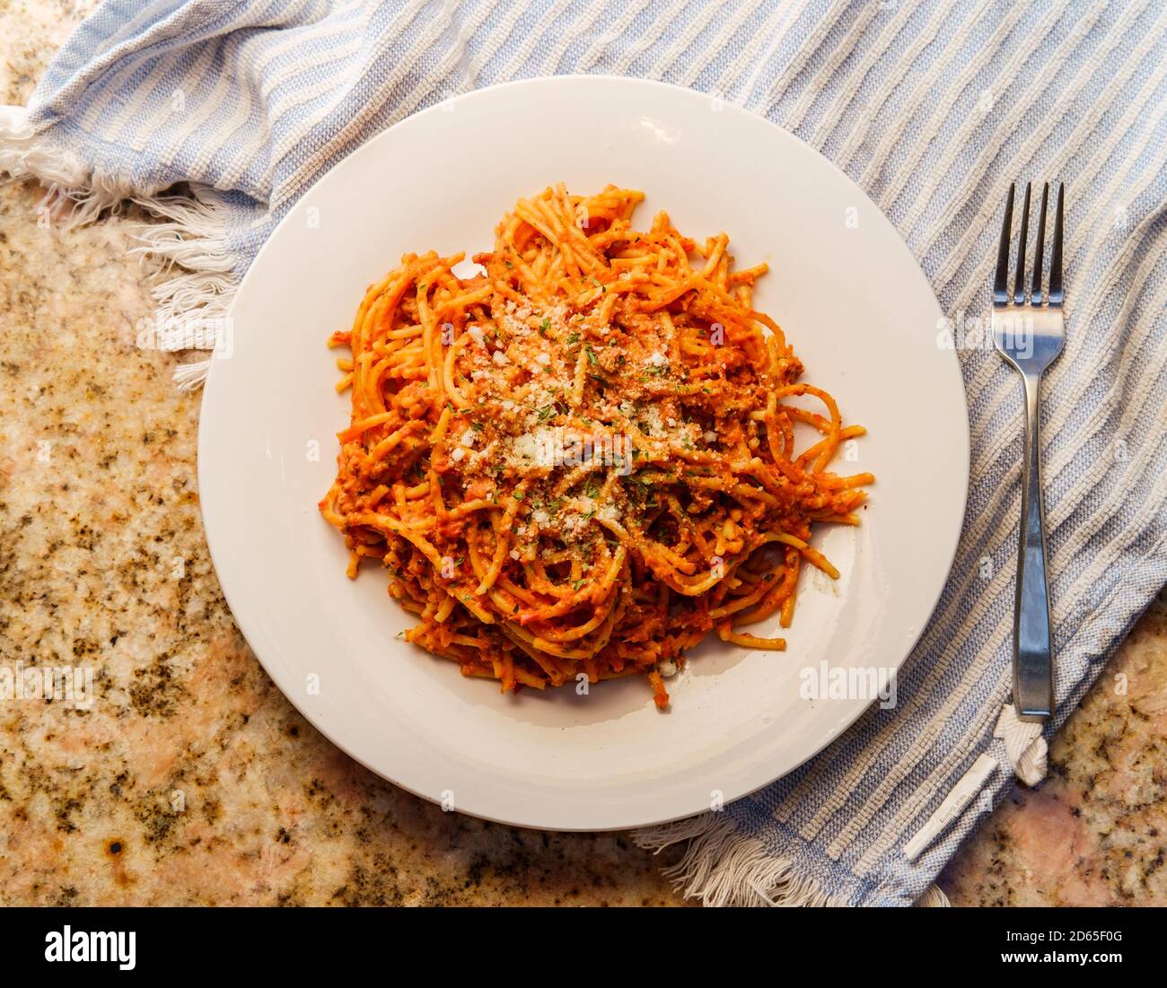 Autentica cena italiana spaghetti ragu alla bolognese Foto Stock