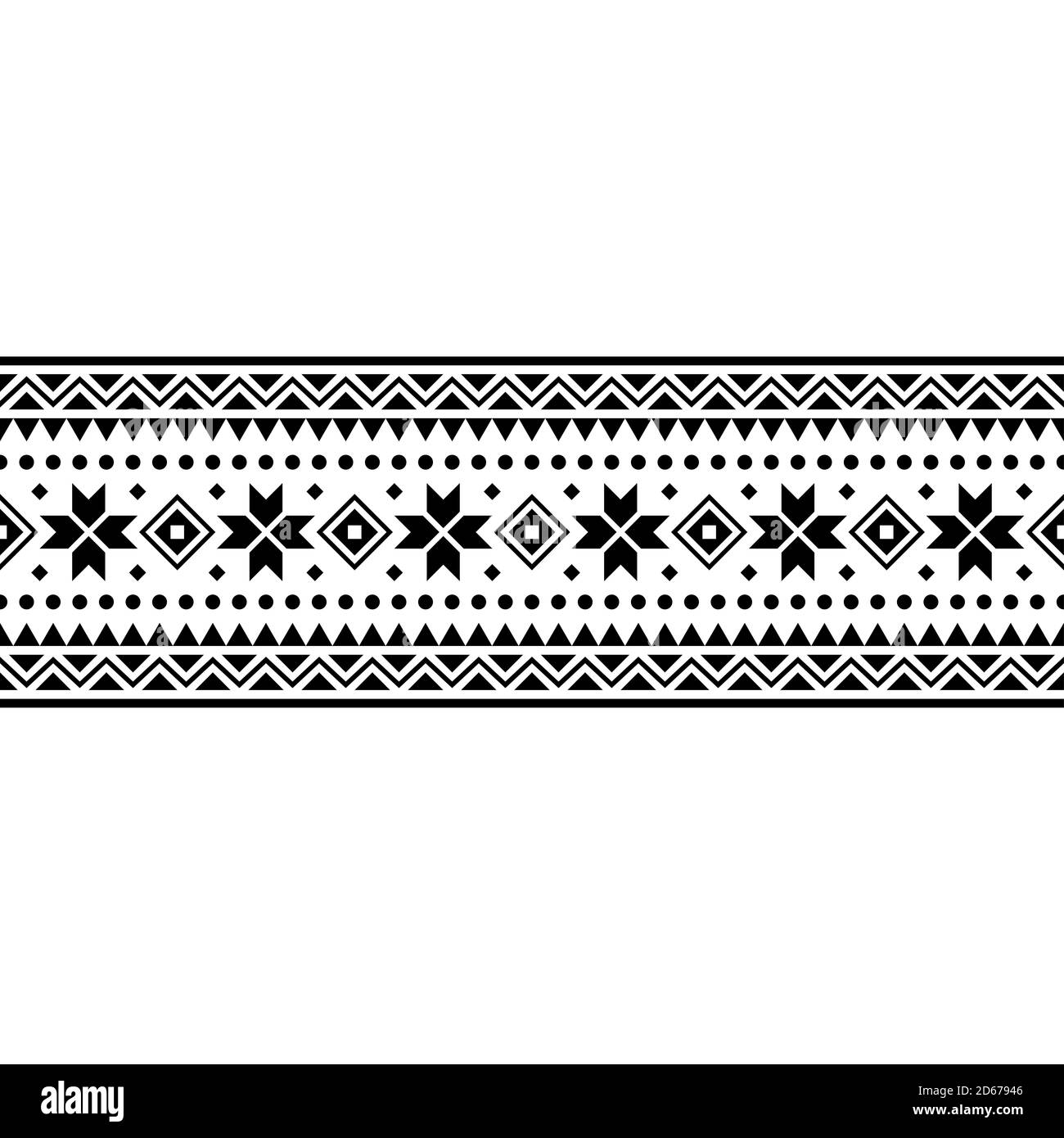 Buon Natale evento etnico modello. Tribale xmas disegno illustrazione vettore. natale disegno set in bianco e nero colore. Monocromatico Foto Stock
