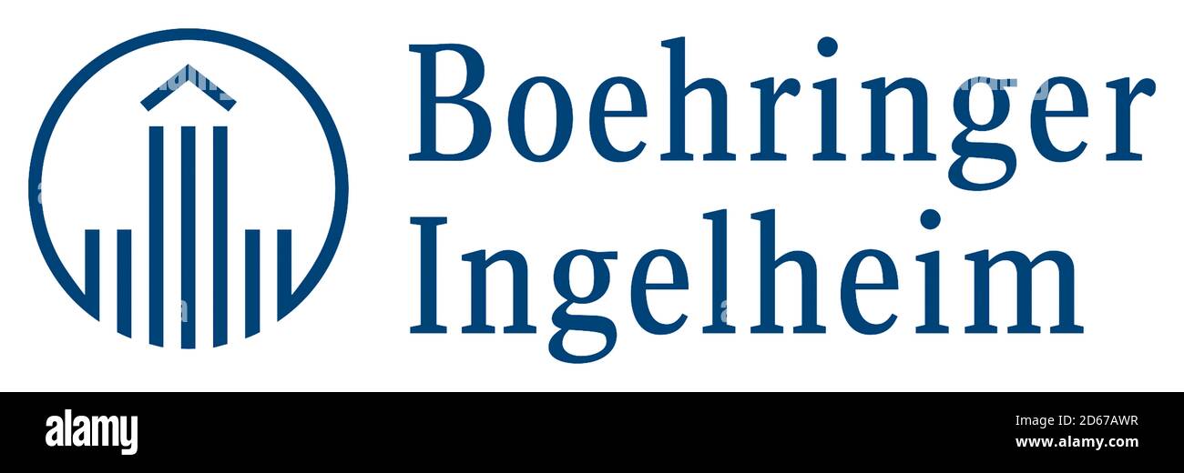 Logo dell'azienda farmaceutica tedesca Boehringer Ingelheim con sede a Ingelheim presso il Reno - Germania. Foto Stock
