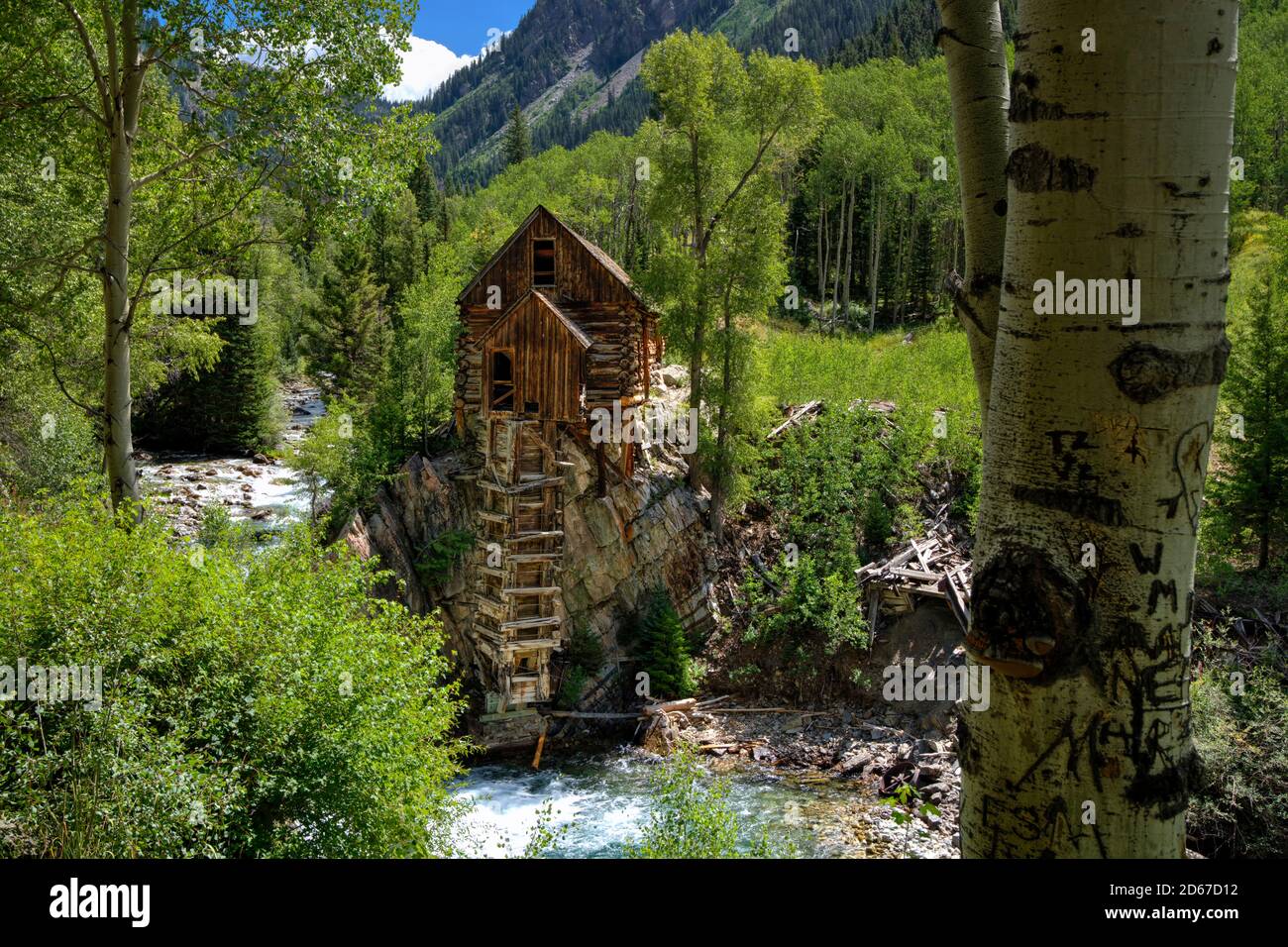 Crystal Mill (Sheep Mountain Power House) ha generato aria compressa per i minatori nelle vicine miniere d'argento, Carbondale, Colorado, USA Foto Stock