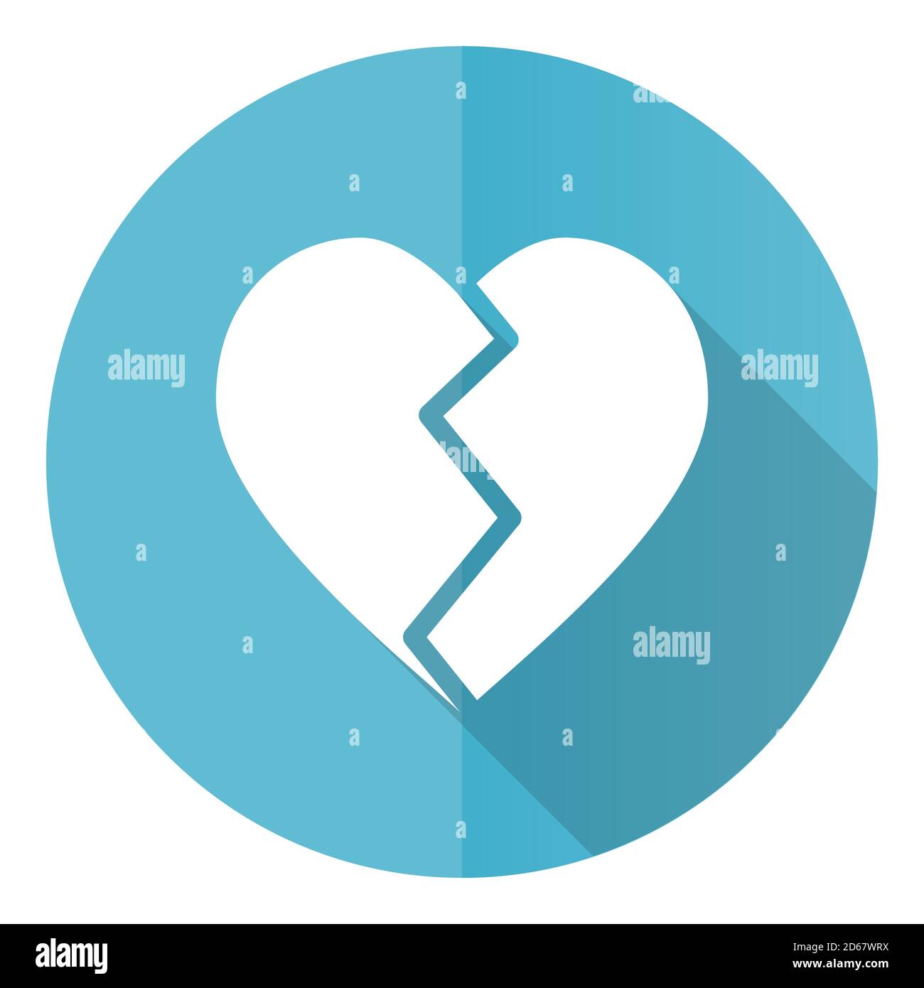 Icona vettoriale blu cuore rotta, disegno piatto in eps 10 Illustrazione Vettoriale