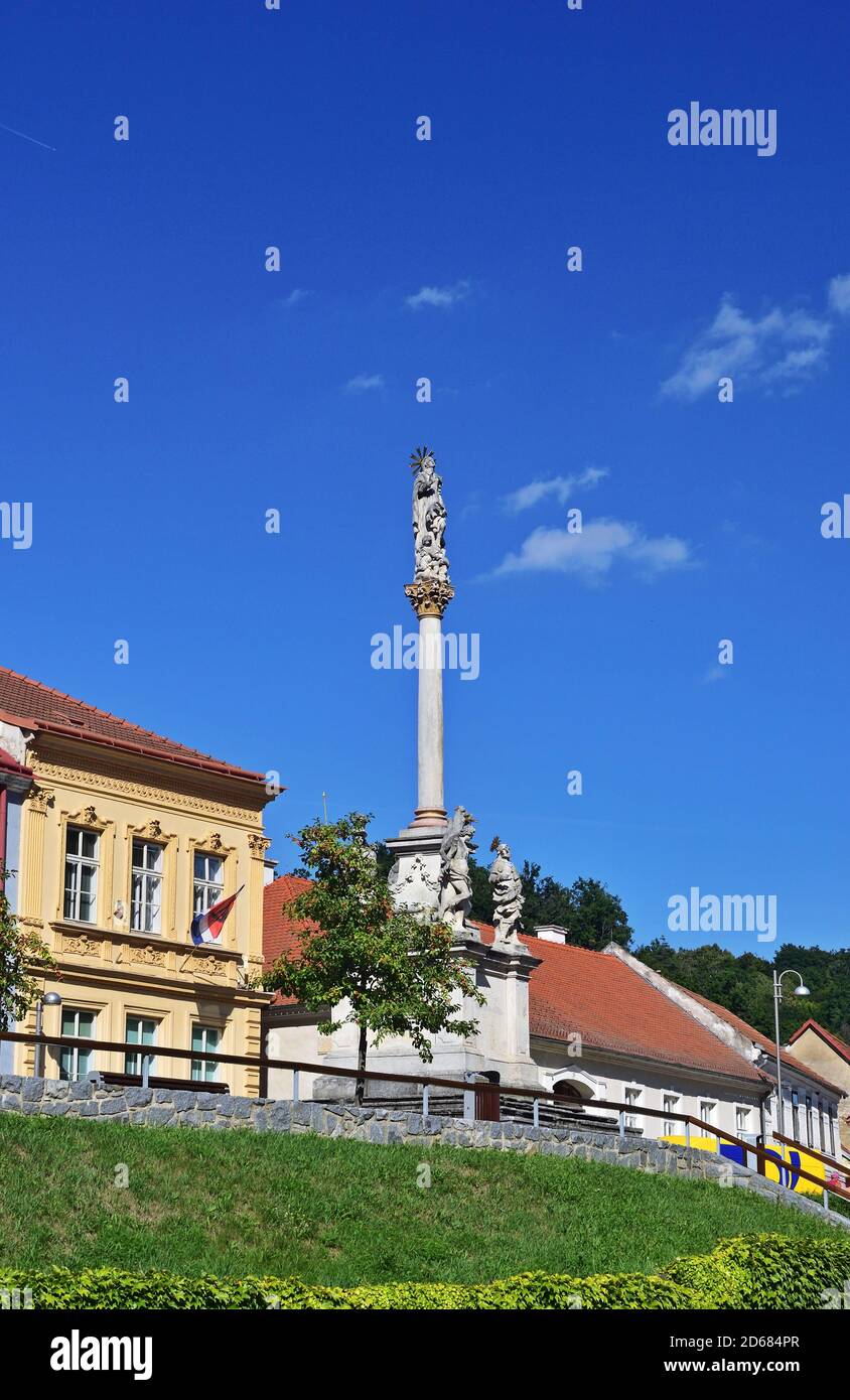 Colonna di Santa Maria in Vranov nad Dyji, Moravia, Repubblica Ceca, verticale Foto Stock