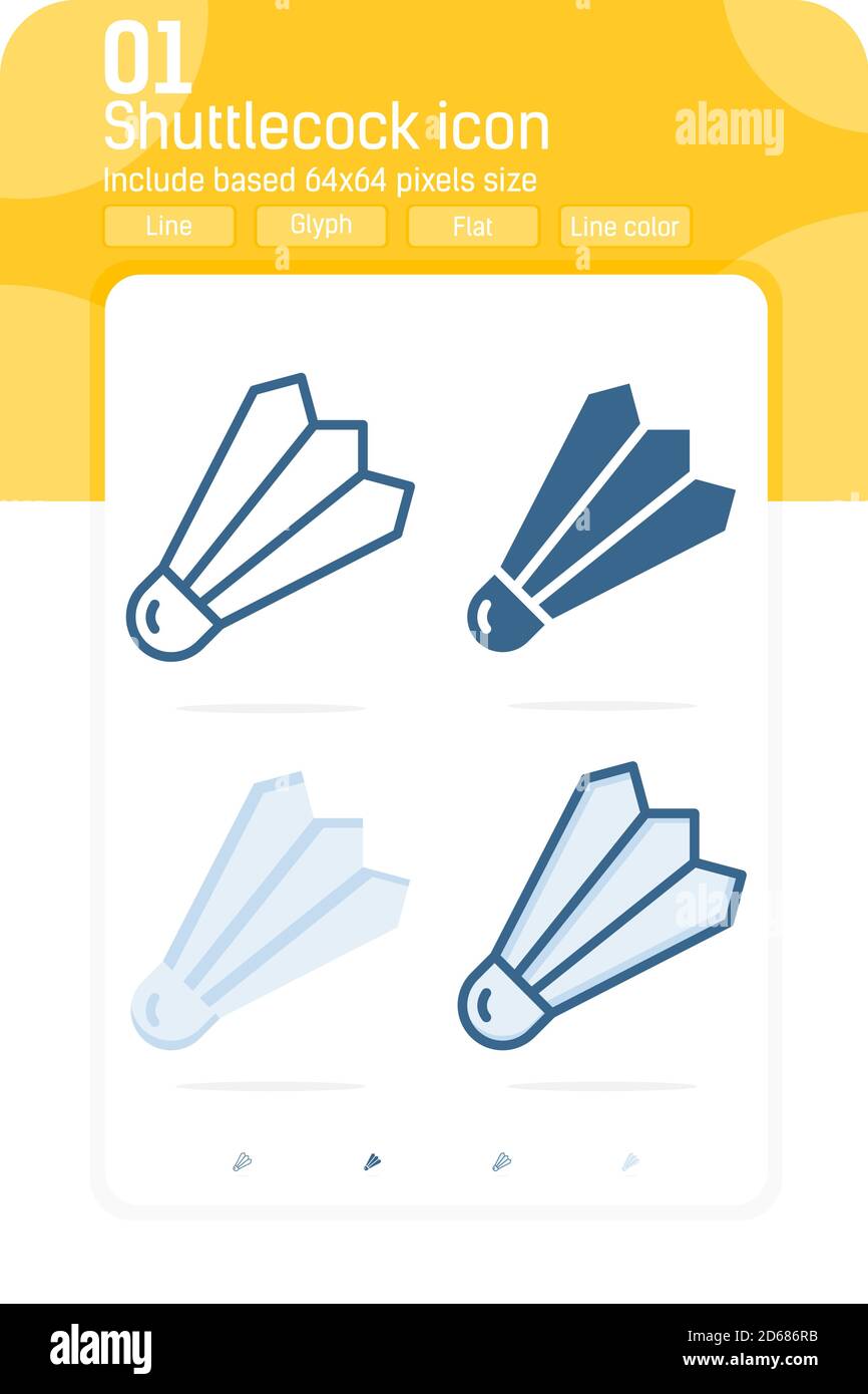 Icona di premiun shuttlecock con stile multiplo isolato su sfondo bianco. Immagine vettoriale simbolo simbolo icona design per siti web e app mobili Illustrazione Vettoriale