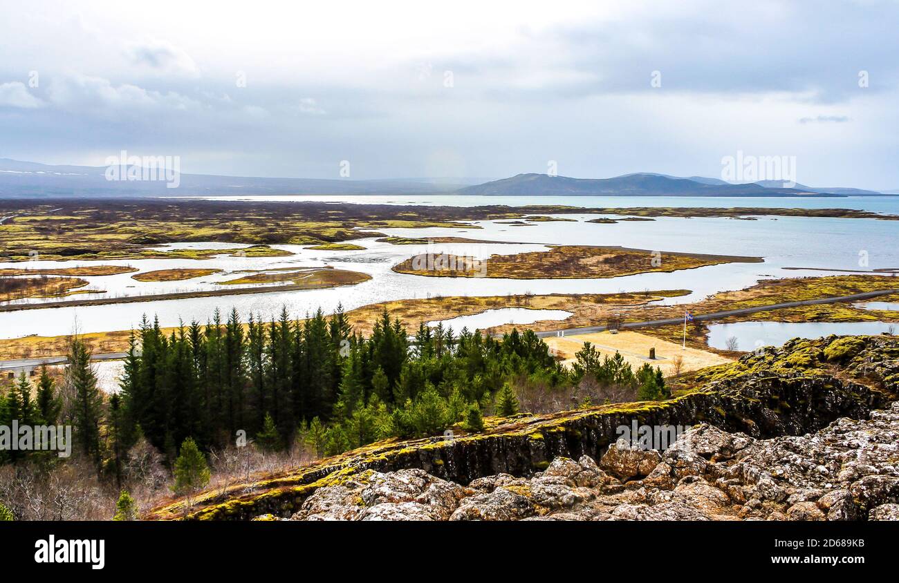 Thingvellir - parco nazionale nel sud-ovest dell'Islanda. Foto Stock