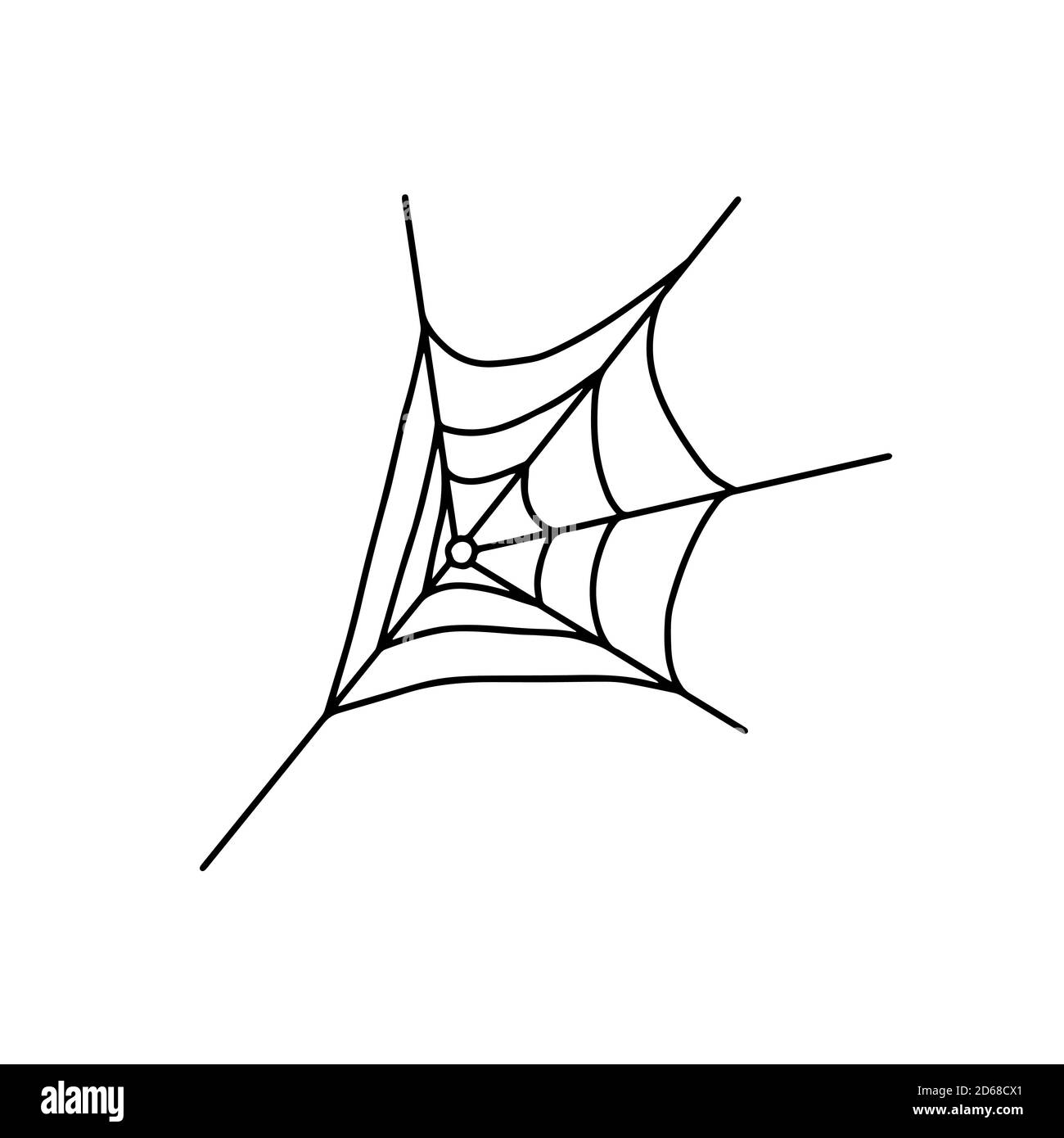 Illustrazione vettoriale di una semplice fantasia ragnatela di Halloween, oggetto isolato su sfondo bianco, clipart utile per la decorazione di festa di Halloween, immagine disegnata a mano, carattere di fumetto Illustrazione Vettoriale