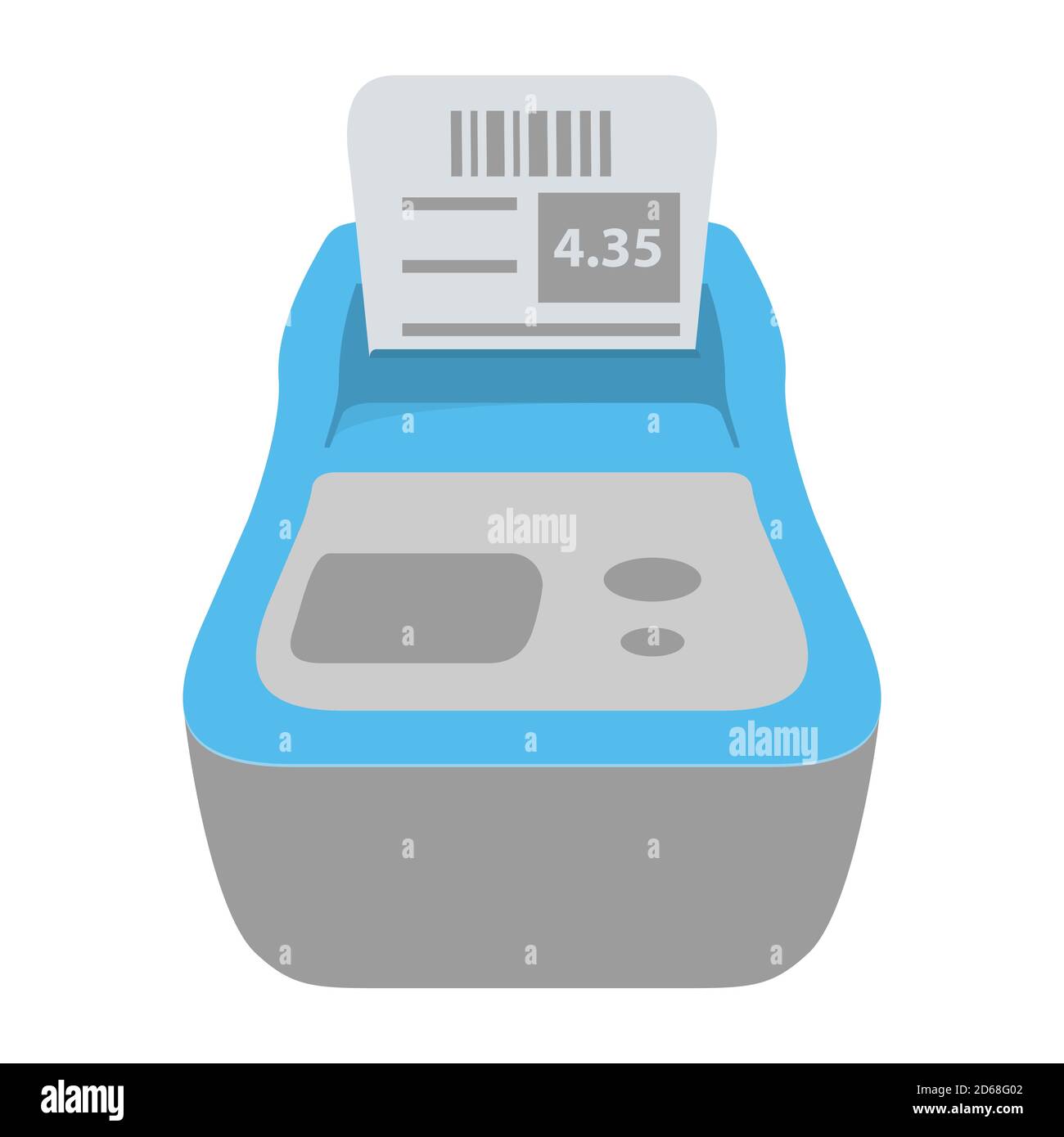Stampante per codici a barre.stampante per etichette digitale isolata su sfondo bianco. Illustrazione Vettoriale